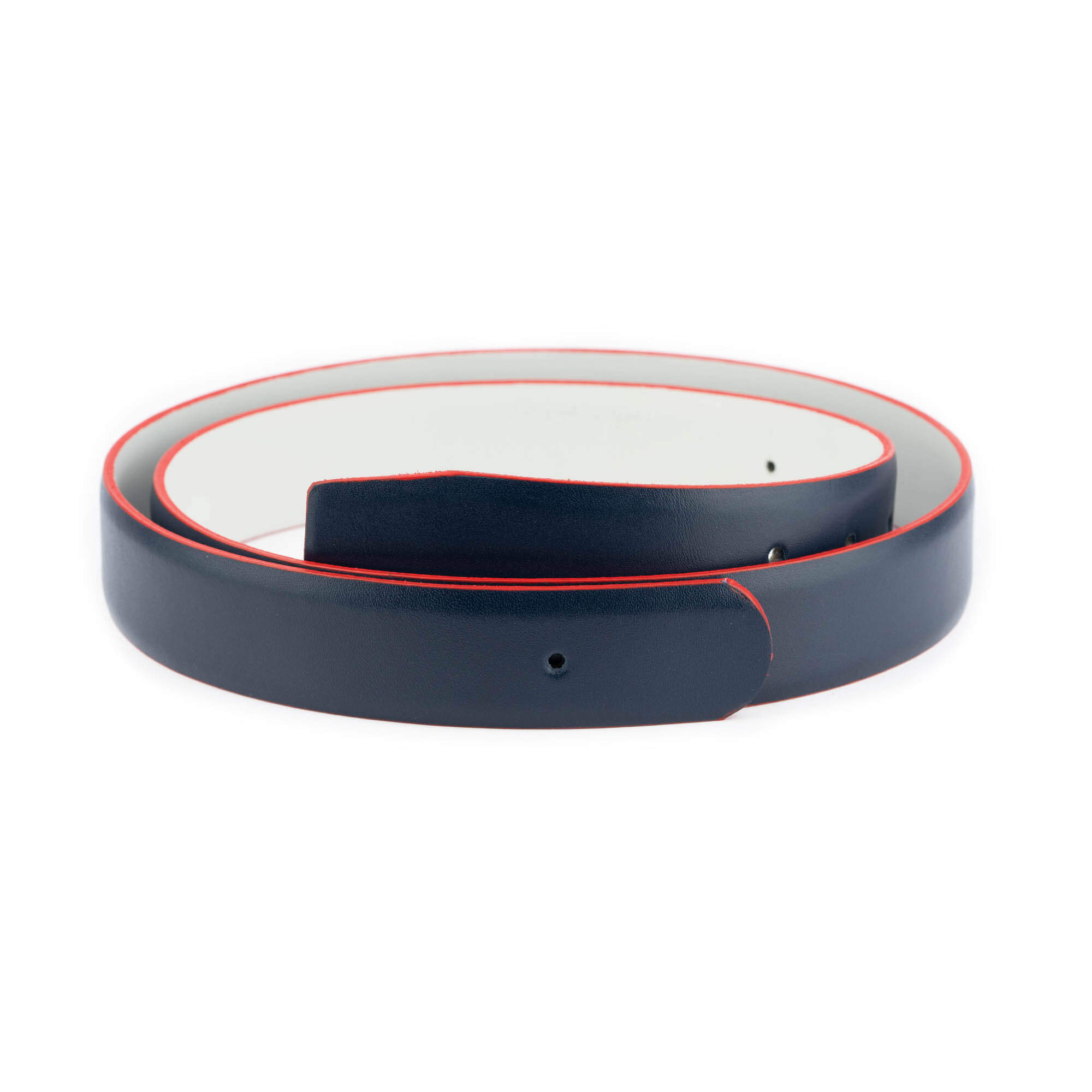 Louis Vuitton Blue Leather Belt Strap - Reversible Light Gray & Red Edges - Stylish Accessory for Men & Women | Perfect for Casual, Office & Formal Outfits