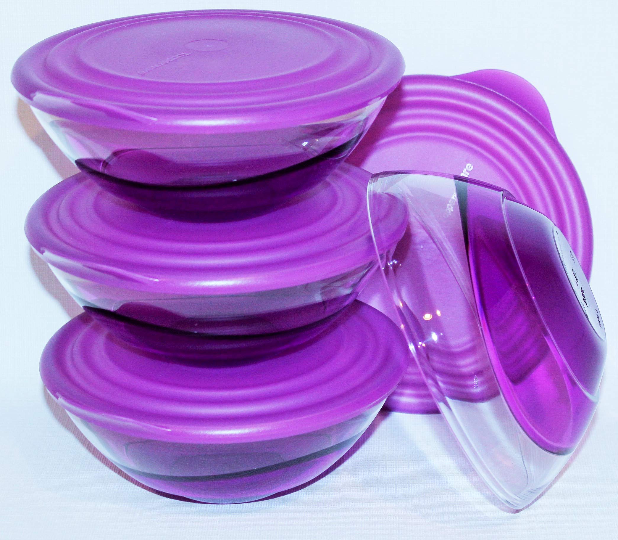 Premium Tupperware Set of 4 - Elegant 2.5 Cup Salad & Cereal Bowls in Purple | Microwave & Dishwasher Safe | Perfect for Meal Prep, Snacks & Entertaining