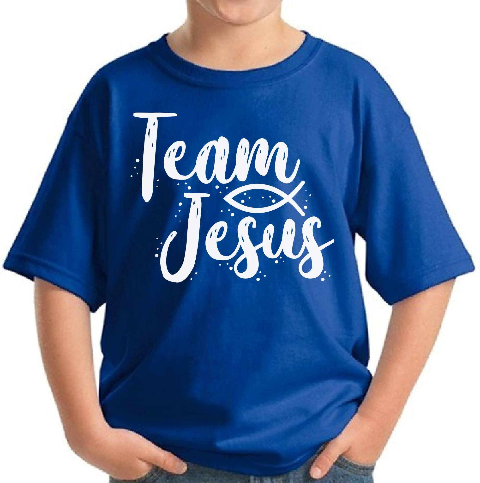 Kids Christian Jesus T-Shirt - White Youth Team Jesus Shirt for Church, Sunday School & Religious Events