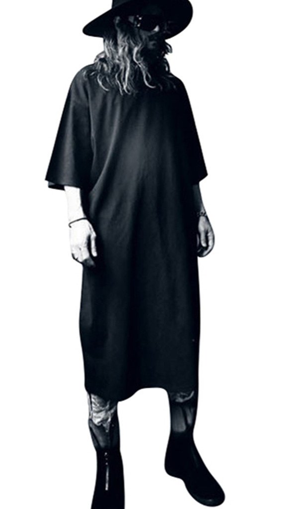 Men's Longline T-Shirt - Hip Hop Streetwear Tee, Kaftan & Thobe Style Arabic Muslim Dress for Casual Wear (US Sizes) - Perfect for Street Fashion, Lounge & Cultural Events