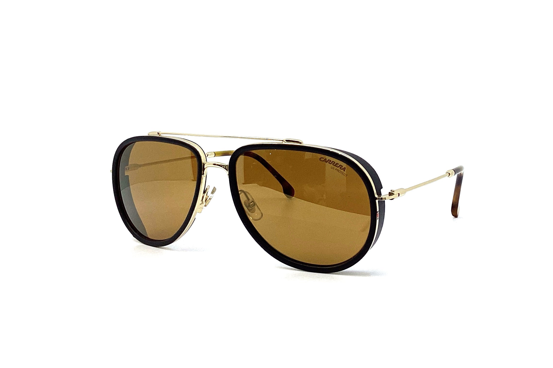 Carrera 166/S Black Gold Sunglasses for Men & Women - Polarized UV Protection Aviator Style - Perfect for Driving, Travel & Outdoor Activities
