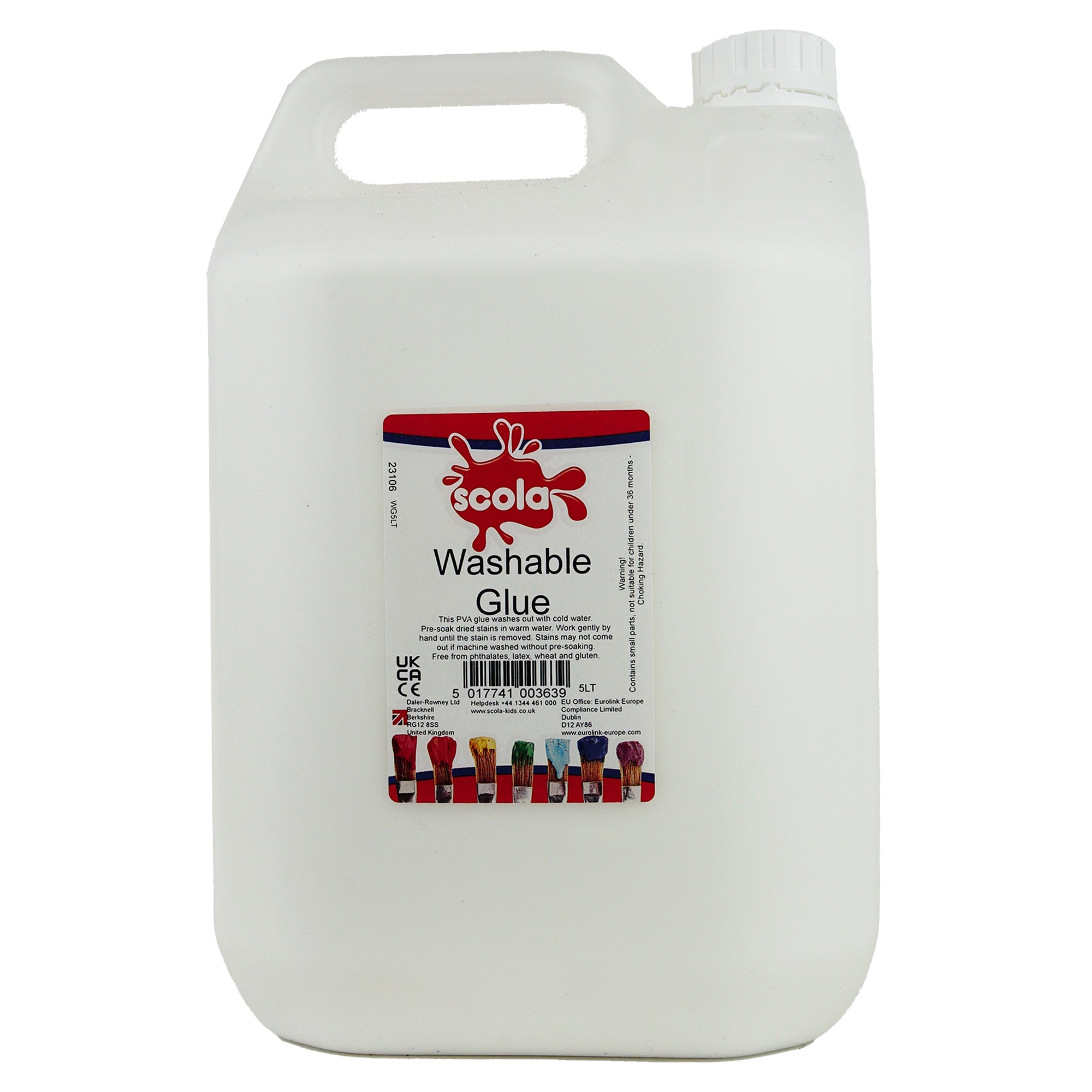 Scola Washable PVA Kids Glue - 5L Non-Toxic School Glue for Slime Making, Arts & Crafts, DIY Projects - Safe for Classroom, Home & Kids Activities