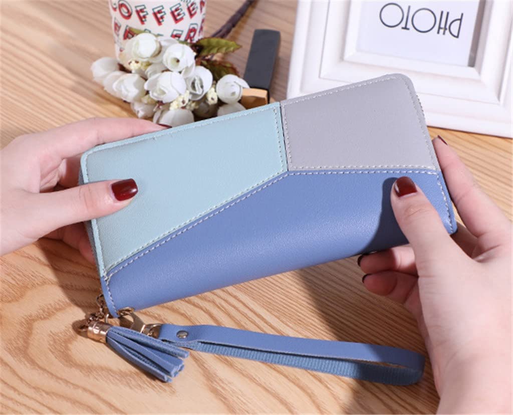 CJTMY Women's Zipper Coin Purse - Slim Long Short Wallet for Ladies - RFID Blocking Credit Card Holder & Money Organizer (Blue, 1pc) - Perfect for Everyday Use, Travel, and Gift Giving
