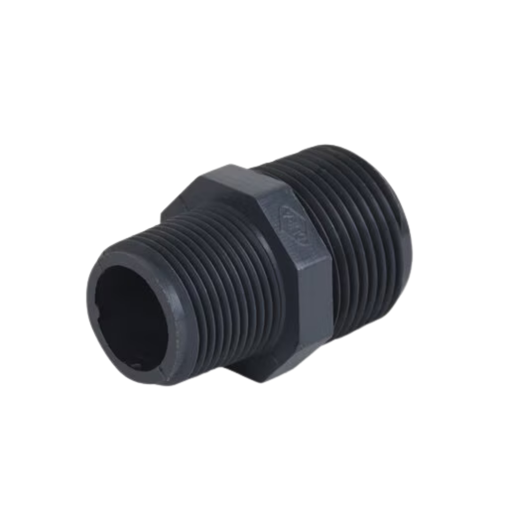 Durable Schedule 80 PVC Reducing Nipple with Threaded Ends - Multiple Sizes Available for Plumbing & Pipe Fittings - Perfect for Water Supply, Drainage & Industrial Applications