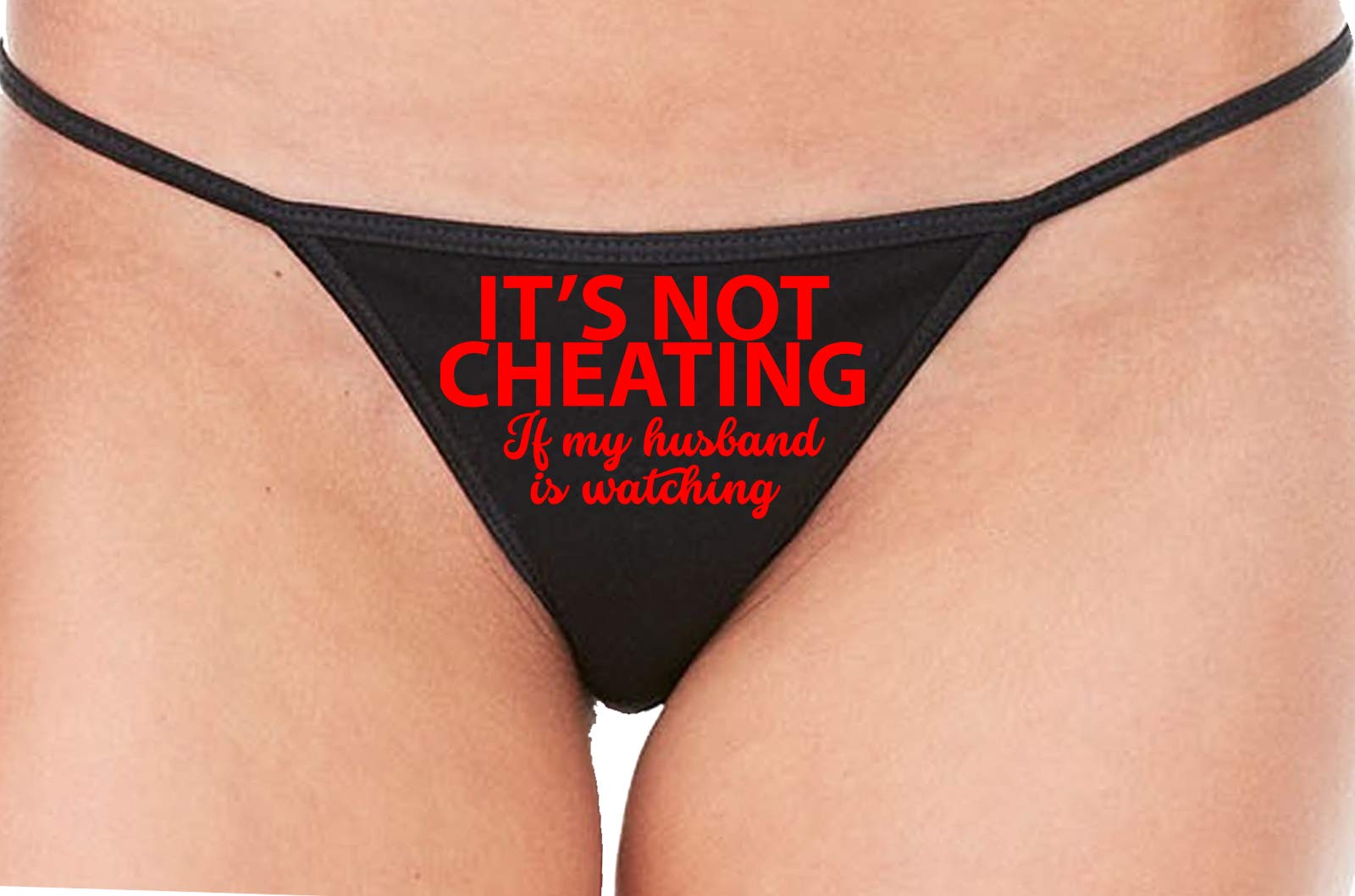 Sexy Black String Thong Lingerie - Knaughty Knickers for Couples Play | Its Not Cheating If My Husband Watches | Perfect for Roleplay, Boudoir & Intimate Moments