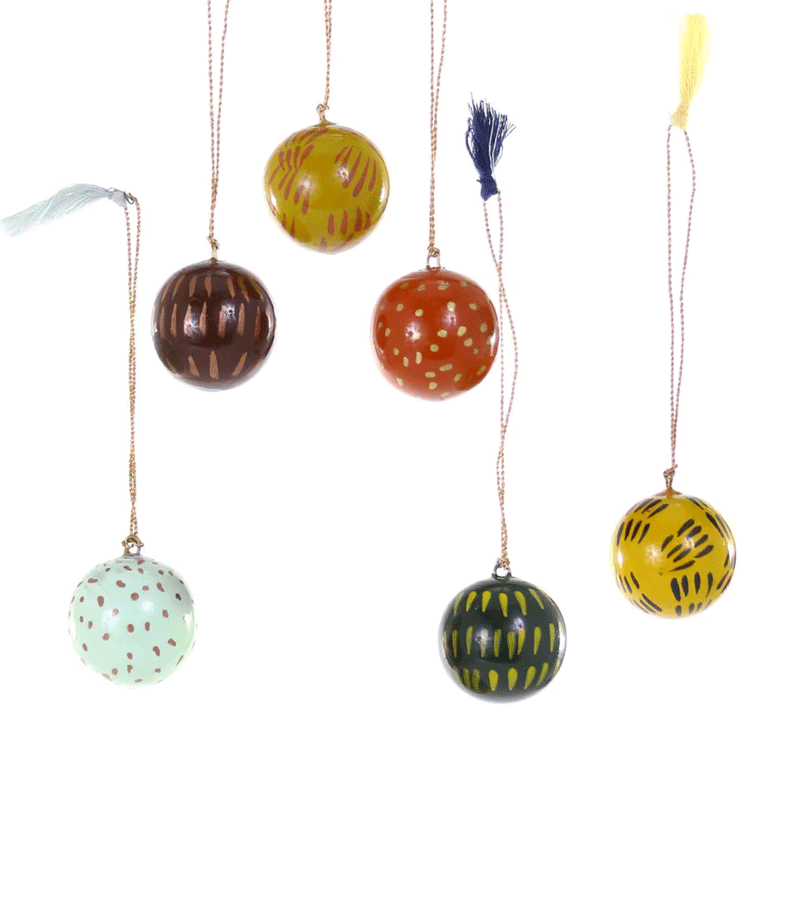Handmade Small Folk Bauble Paper Mache Ornament by Cody Foster – Unique Holiday Decor for Christmas Tree, Gift, and Home Decoration