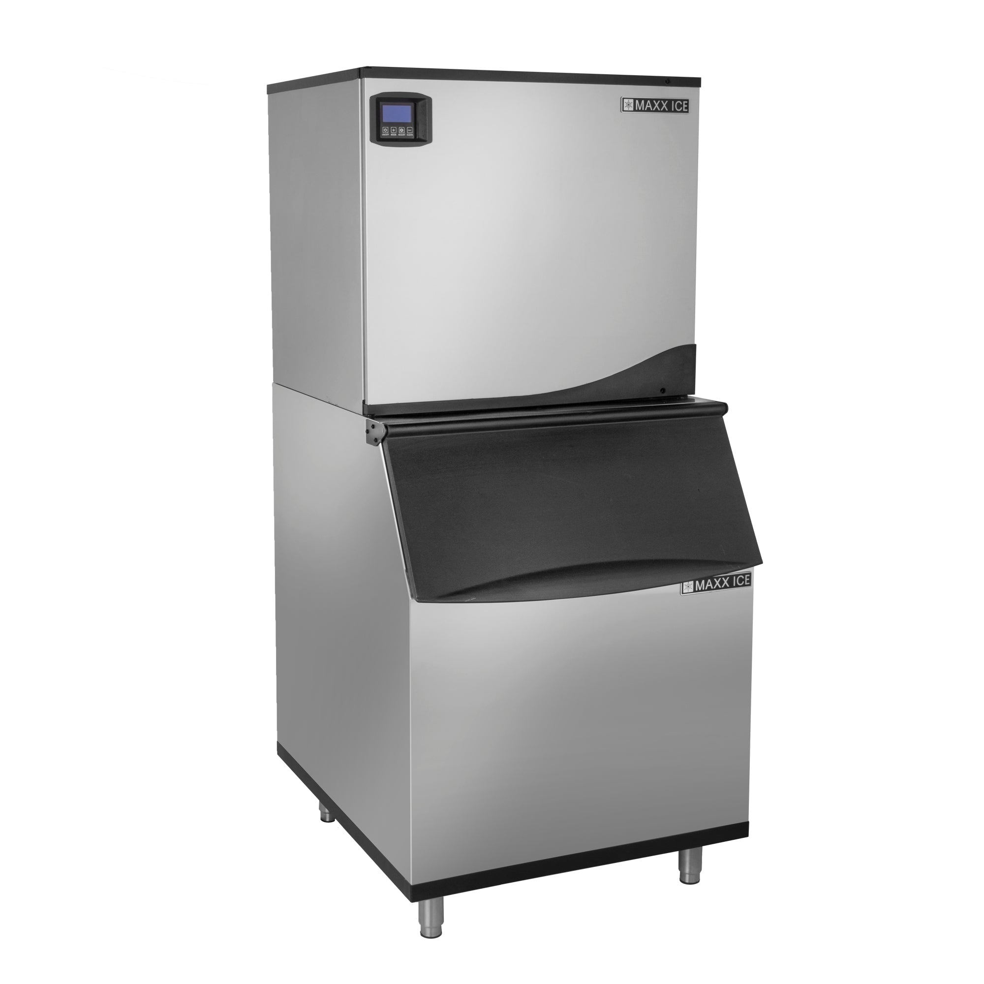 Maxx Ice MIM650NH B580 Stainless Steel Modular Ice Machine - 30W, 645 lbs Daily Production with Storage Bin (580 lbs Capacity) - Ideal for Restaurants, Bars, and Commercial Kitchens