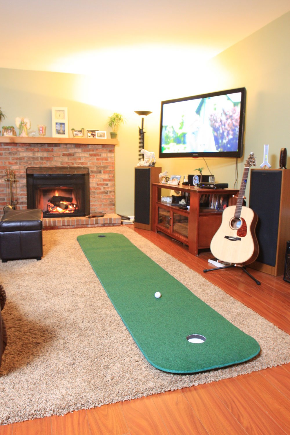 Golf TW Series 10 V2 Two-Way 2' x 10' Practice Putting Green Mat with 2 Cups - Perfect for Indoor & Outdoor Golf Training, Home Office, or Backyard Practice