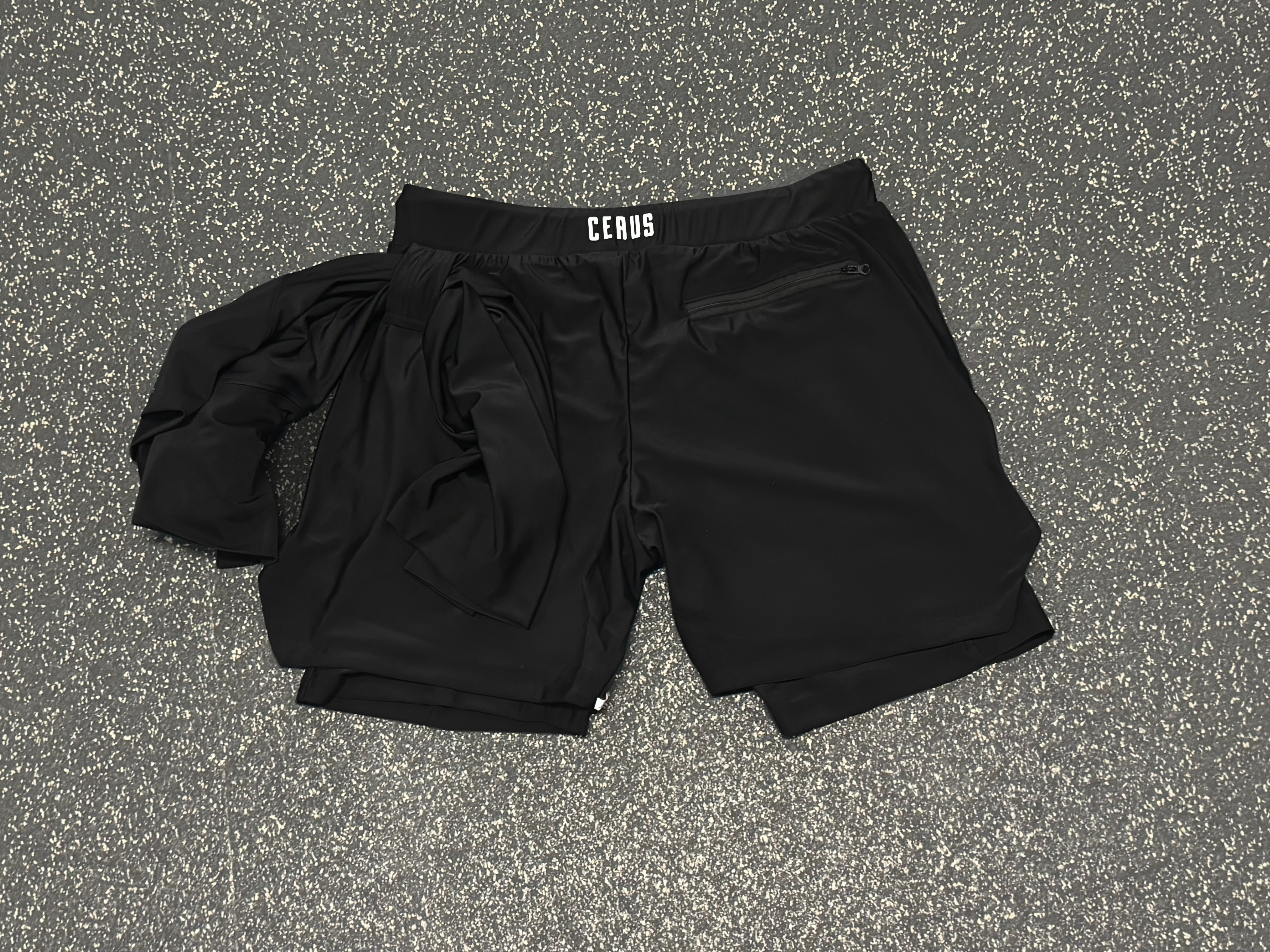 Cerus Black Nexus 2-in-1 Running Shorts with Built-in Liner - Men's Athletic Workout Gym Basketball Shorts for Training, Jogging & Sports Activities