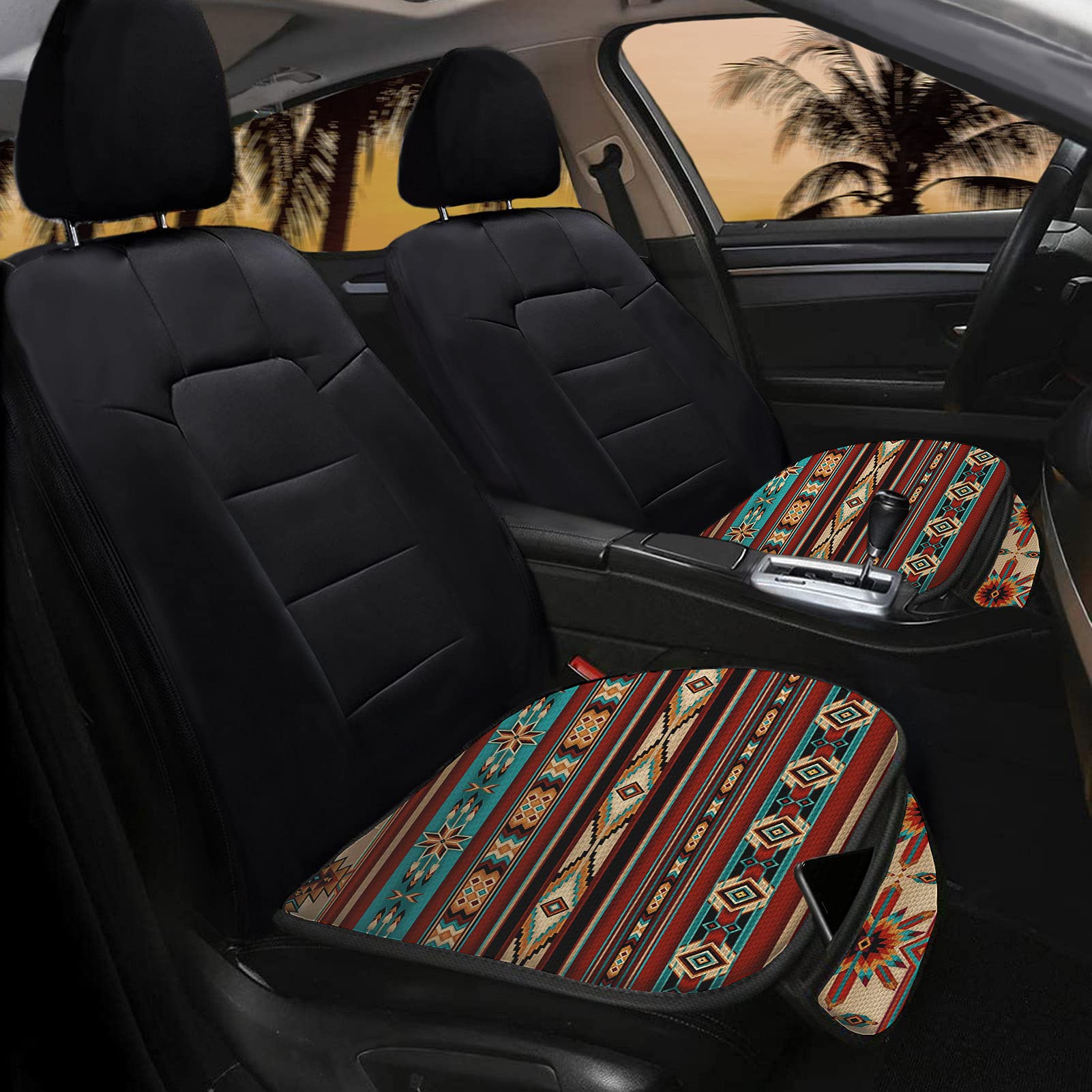 Xoenoiee African Tribal Ethnic Print Memory Foam Seat Cushion - 2 Pack for Car, Office & Home Use | Comfortable Car Seat Pad & Chair Cushion with Vibrant Tribal Design | Perfect for Long Drives, Work from Home & Back Pain Relief