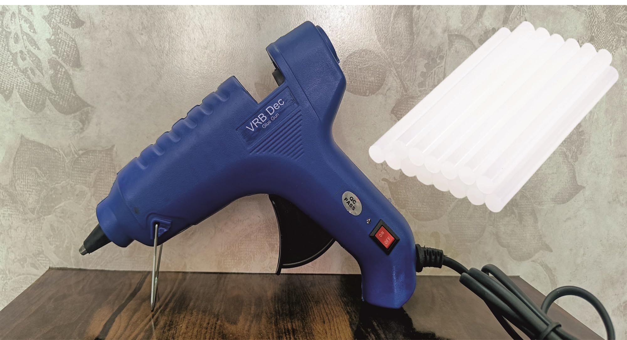 VRB Dec™ Heavy Duty Glue Gun with On/Off Switch & LED Light - High Temperature Hot Melt Glue Gun for DIY Crafts, Wood, Plastic, Toy Repairs - Includes 5 Free Glue Sticks - Perfect for Home Improvement & Art Projects