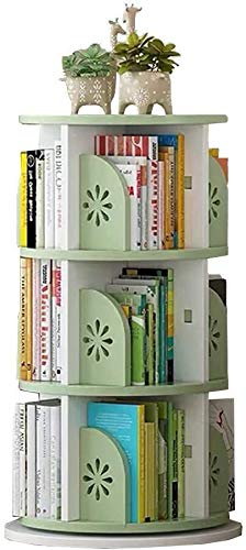 360° Rotating 3/4/5-Tier Bookshelf - Floor Standing Multilayer Display Shelf for Books, Movies, CDs & Home Decor (Green, 3-Tier 50.5×97cm) - Perfect for Living Room, Bedroom & Office Organization