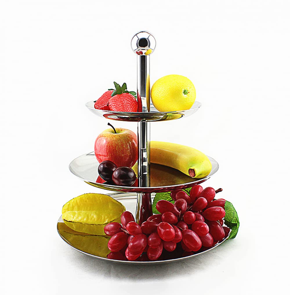 3-Tier Stainless Steel Fruit Plate - Elegant European American Style Serving Tray for Fruits, Snacks & Desserts | Perfect for KTV, Hotels, Home Dining & Party Entertaining