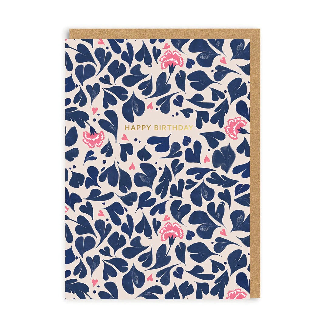 Happy Birthday Greeting Card with Elegant Marble Hearts & Flowers - Perfect for Anniversaries, Birthdays & Special Occasions