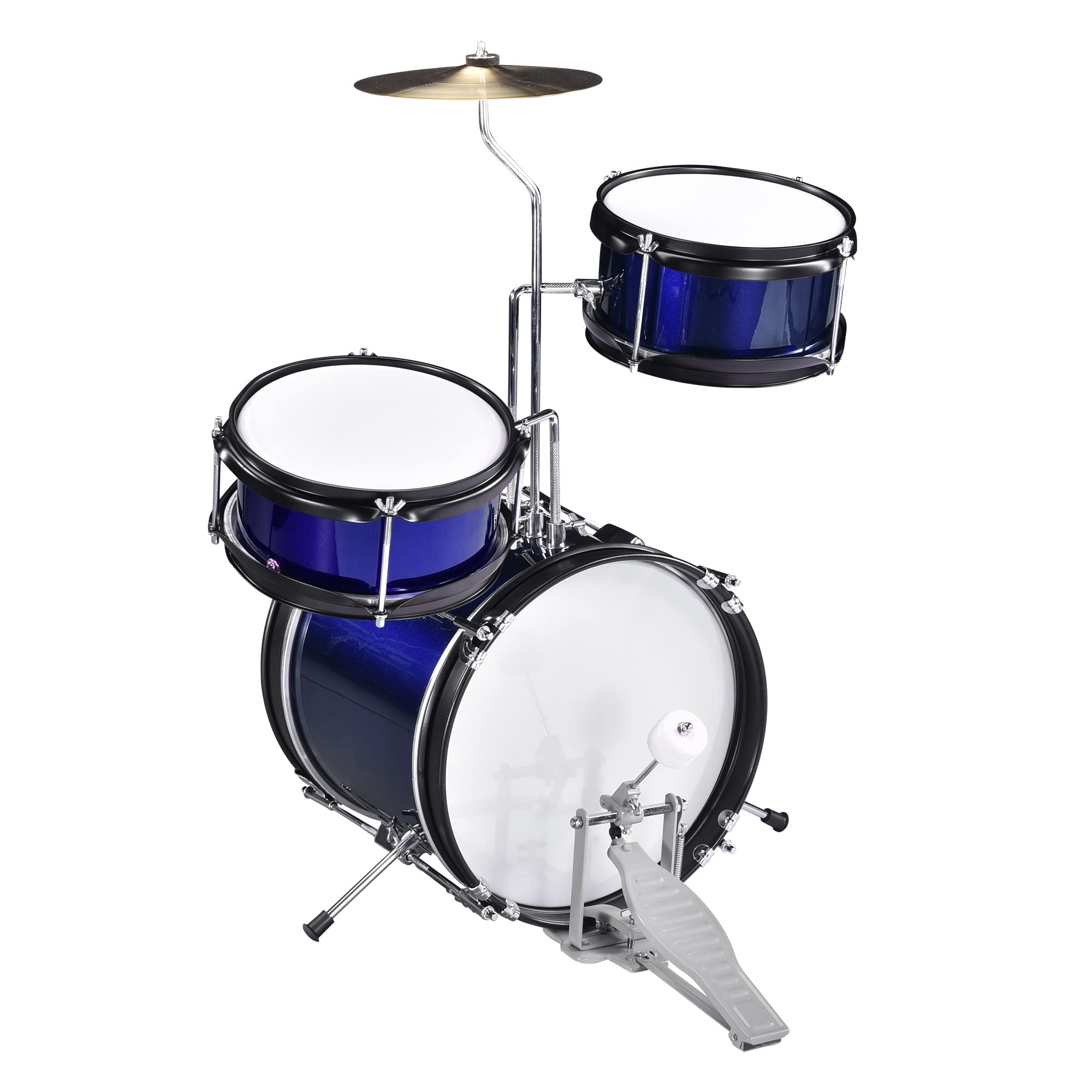 Jacoble 3-Piece Drum Set Kit with Cymbal & Drum Throne - Blue | Complete Beginner Drum Kit for Kids & Adults | Perfect for Home Practice, Music Lessons & Live Performances