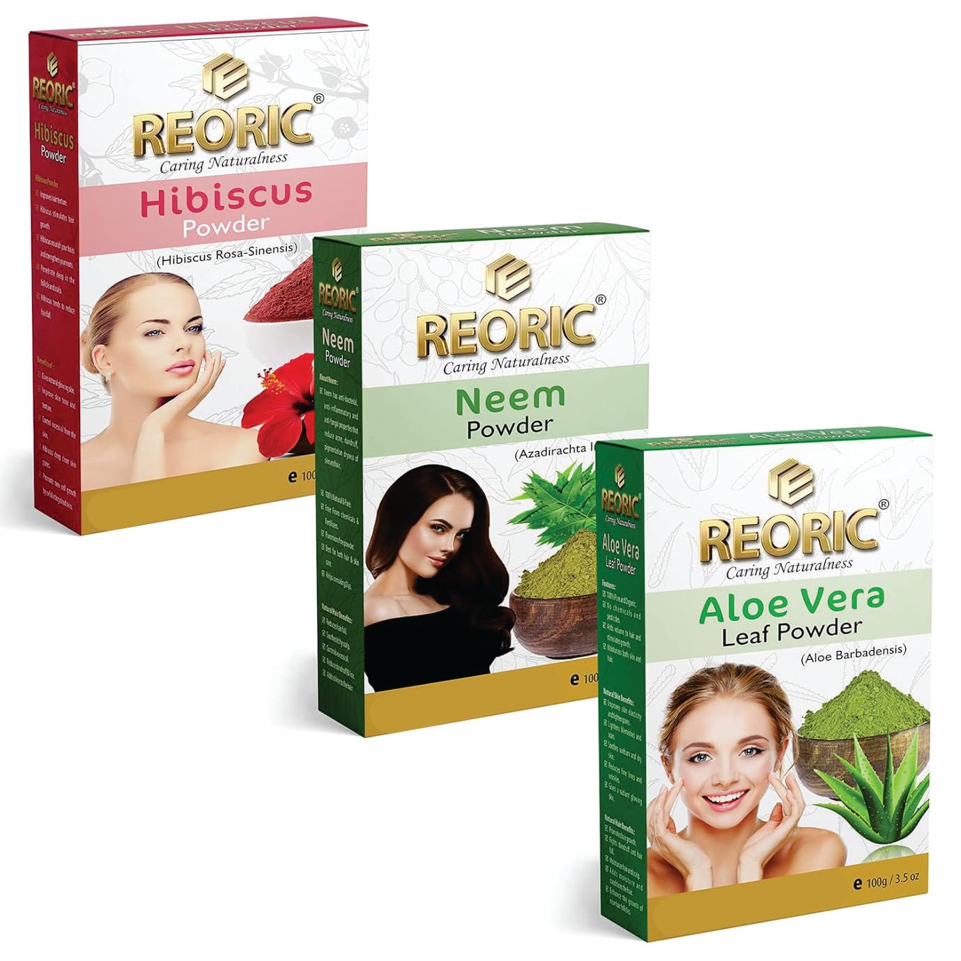 Organic Neem Powder, Aloe Vera Leaf Powder & Hibiscus Powder for Hair Growth - 300g (Pack of 3) | Natural Ayurvedic Hair Care Treatment for Stronger, Healthier Hair | DIY Hair Masks & Scalp Treatments