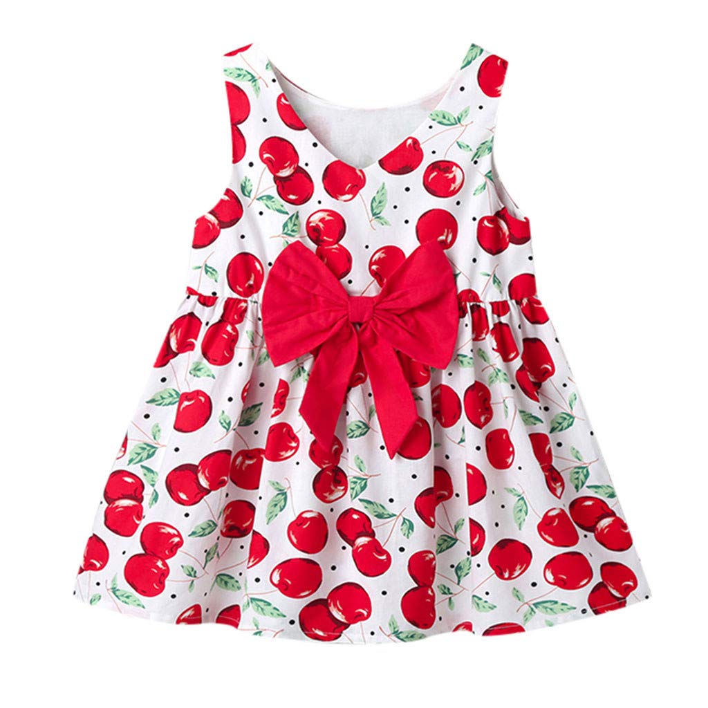 Franterd Toddler Baby Girls Summer Floral Dress - Sleeveless Princess Party Dress for Casual Holiday & Beach Sundress - Perfect for Birthday Parties, Beach Vacations and Outdoor Playdates