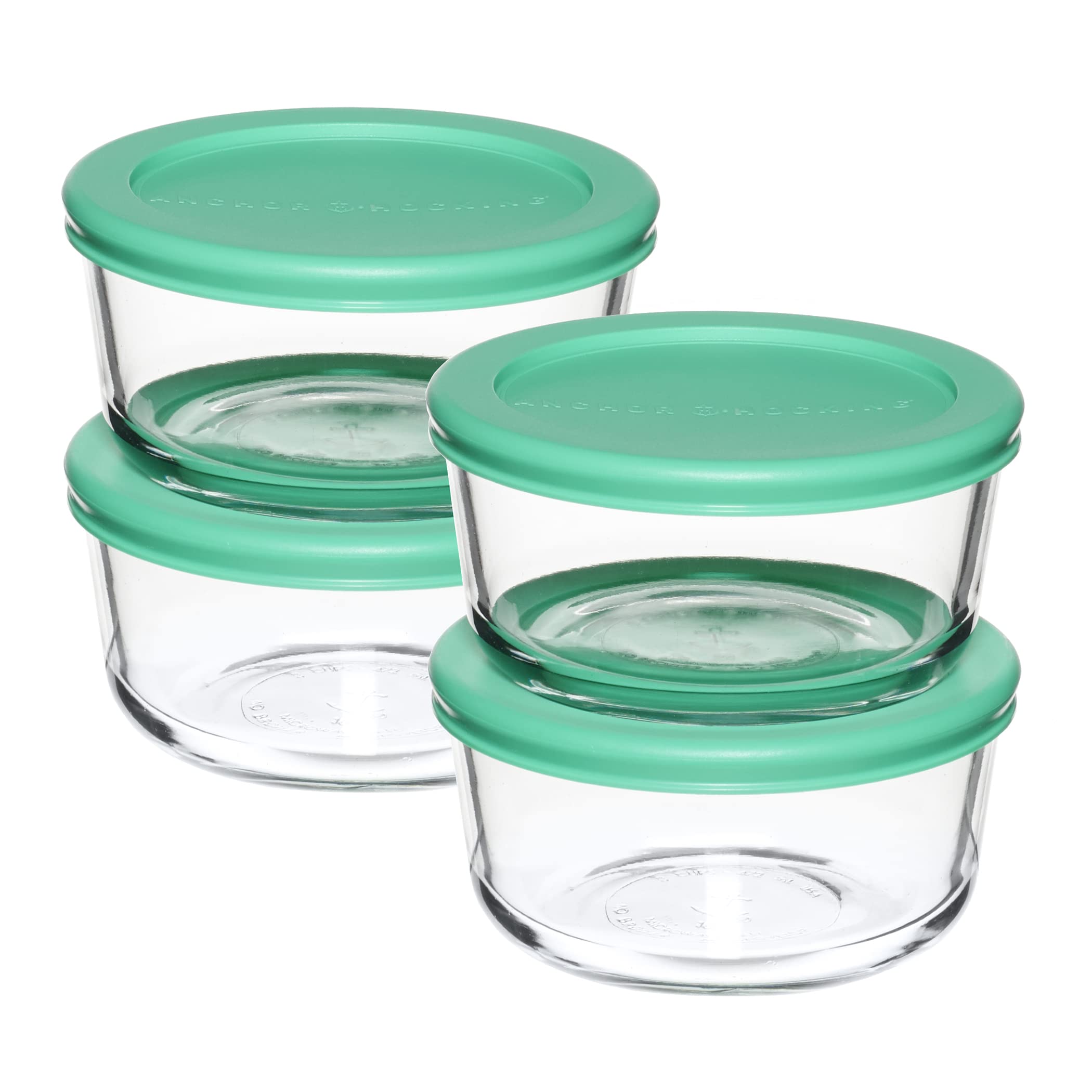 Anchor Hocking 2 Cup Glass Food Storage Containers with Airtight Lids - Set of 4 BPA-Free Kitchen Organizers for Meal Prep, Leftovers & Pantry Storage | Perfect for Refrigerator, Freezer & Microwave Safe Use