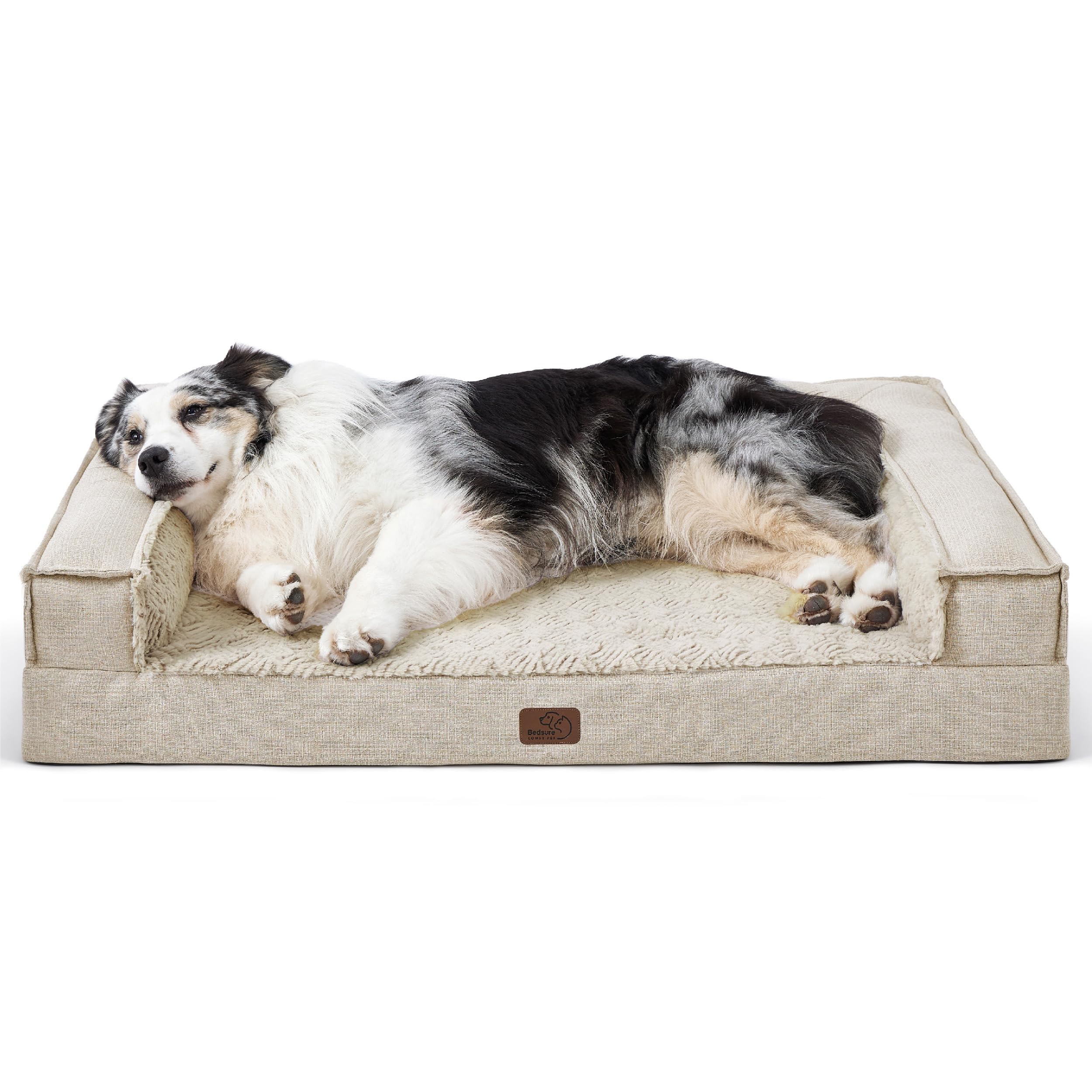 Bedsure Orthopedic Dog Bed for Extra Large Dogs - Egg Foam Support, Waterproof Washable Cover, Plush Velvet Surface, Non-Slip Bottom - Perfect for Large Breed Dogs, Senior Pets & Joint Pain Relief - Ideal for Living Room, Bedroom & Pet-Friendly Spaces