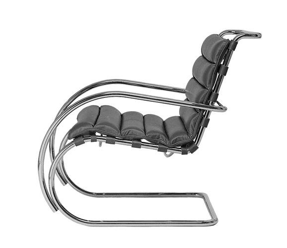 Mies van der Rohe MR40 Lounge Armchair - Modernist Cantilever Chair for Living Room, Office & Lounge - Premium Leather Upholstered Mid-Century Design Furniture for Home Decor