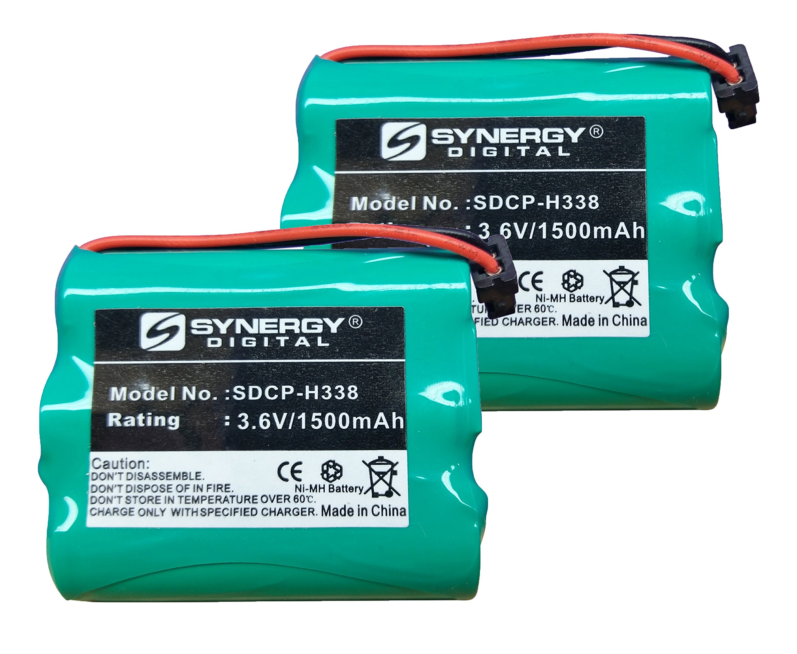 Synergy Digital Rechargeable Ni-MH 3.6V 1500mAh Cordless Phone Batteries (2-Pack) - Compatible with Panasonic KX-TC9568 - Long Lasting Power for Home & Office Use