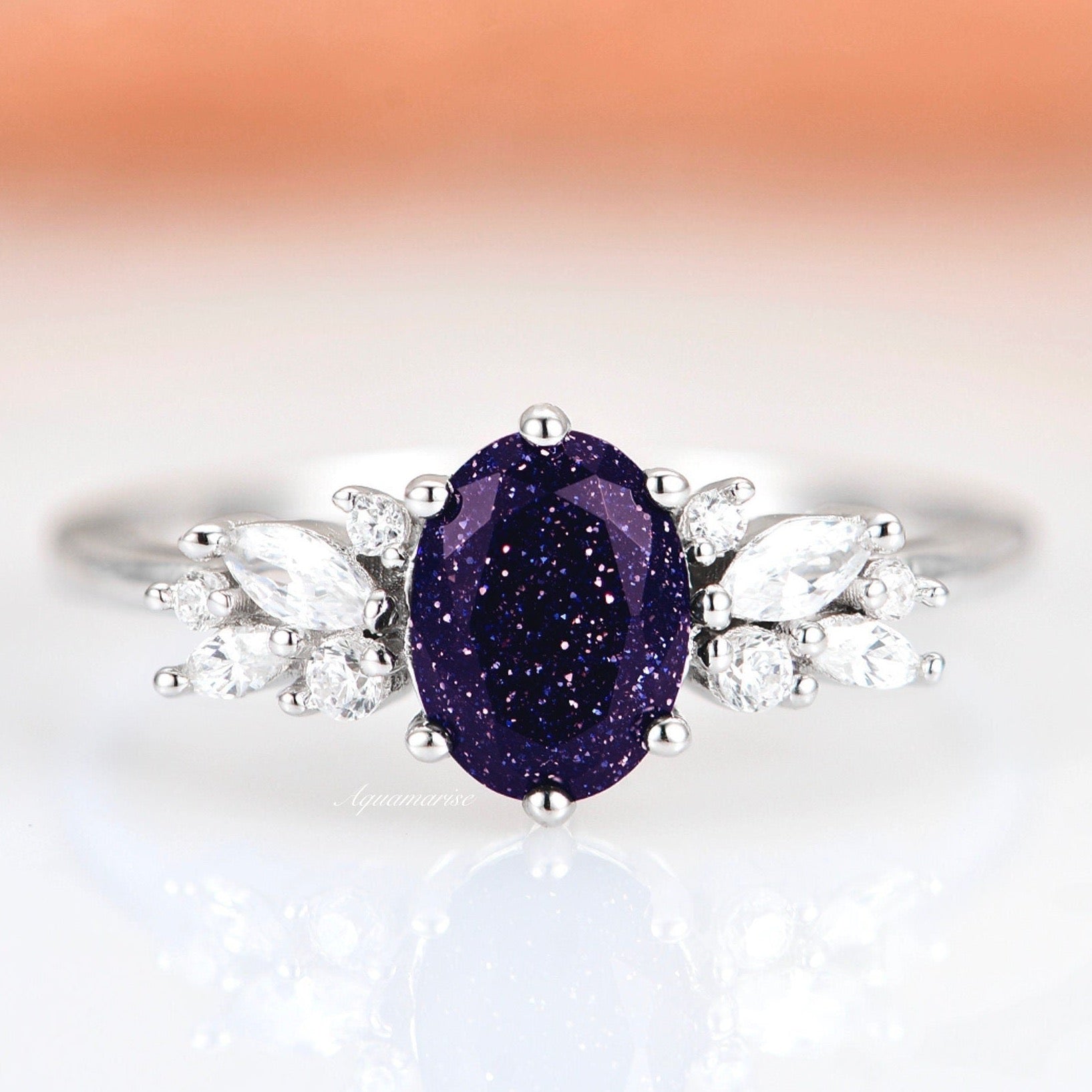 Lily Galaxy Sandstone Ring - Sterling Silver Women's Jewelry for Everyday Wear & Gift Giving