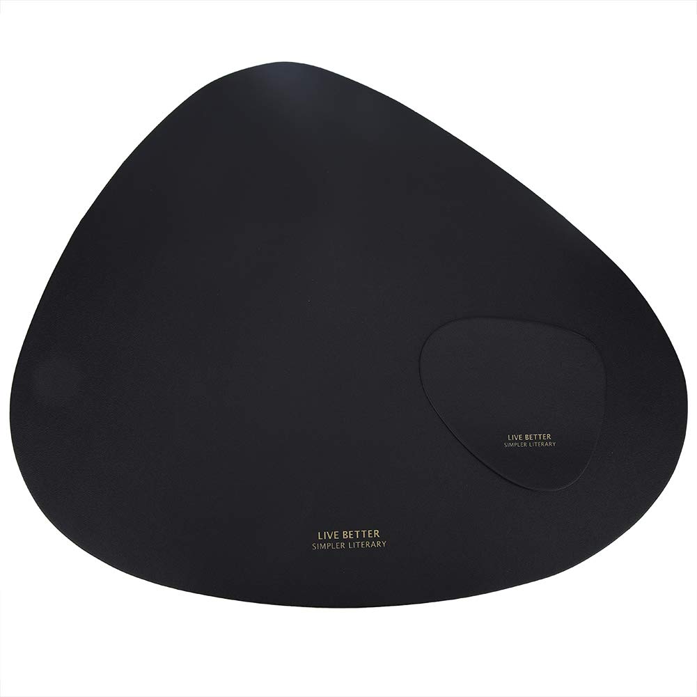 Premium Nordic Triangular Leather Placemat - Heat Resistant, Anti-Slip & Waterproof Dining Table Protector - Elegant Home Decor for Dinner Parties, Coffee Tables & Kitchen Countertops (Black)