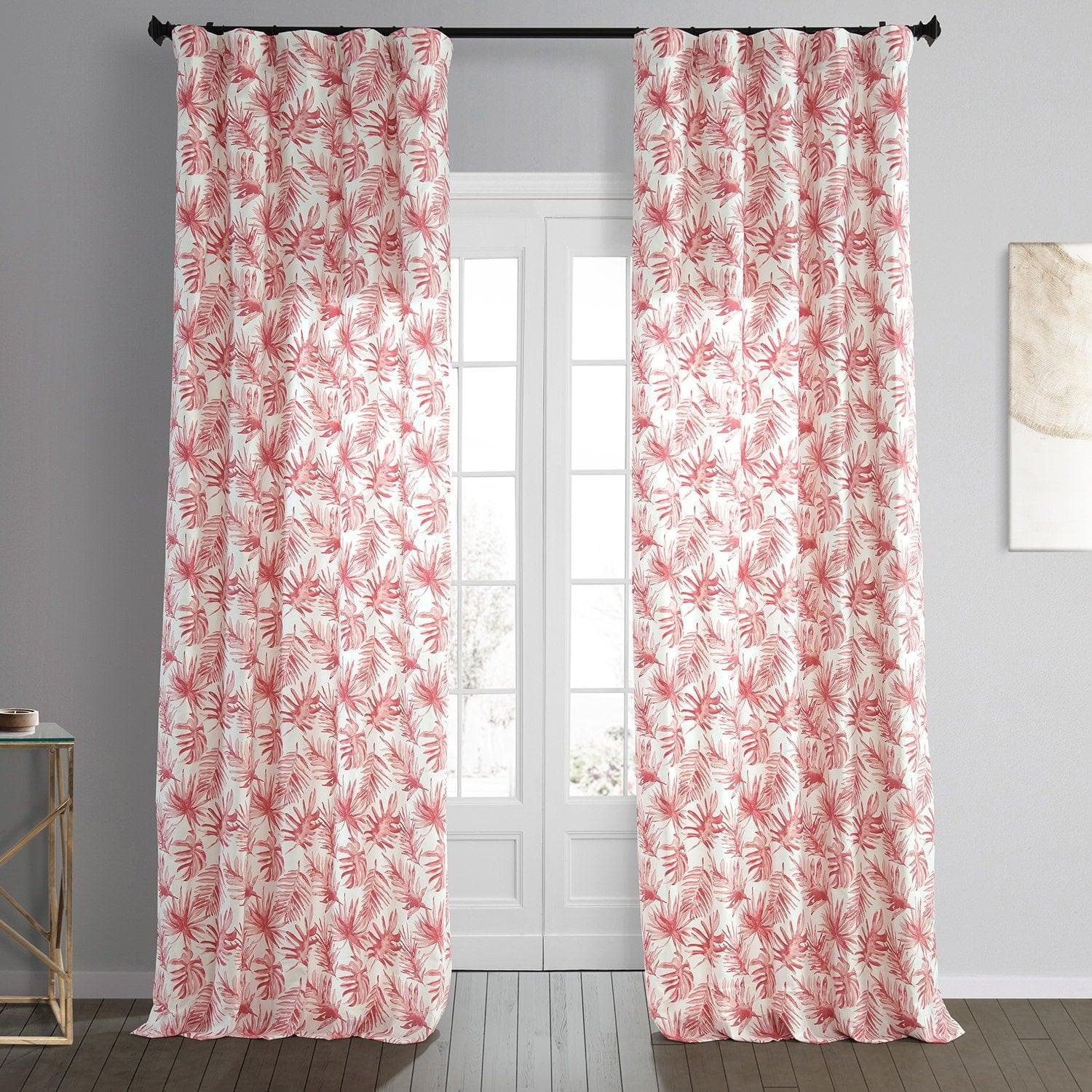 Artemis Rust Floral Printed Cotton Blackout Curtains - Elegant Window Treatment for Bedroom & Living Room, Light Blocking & Thermal Insulation
