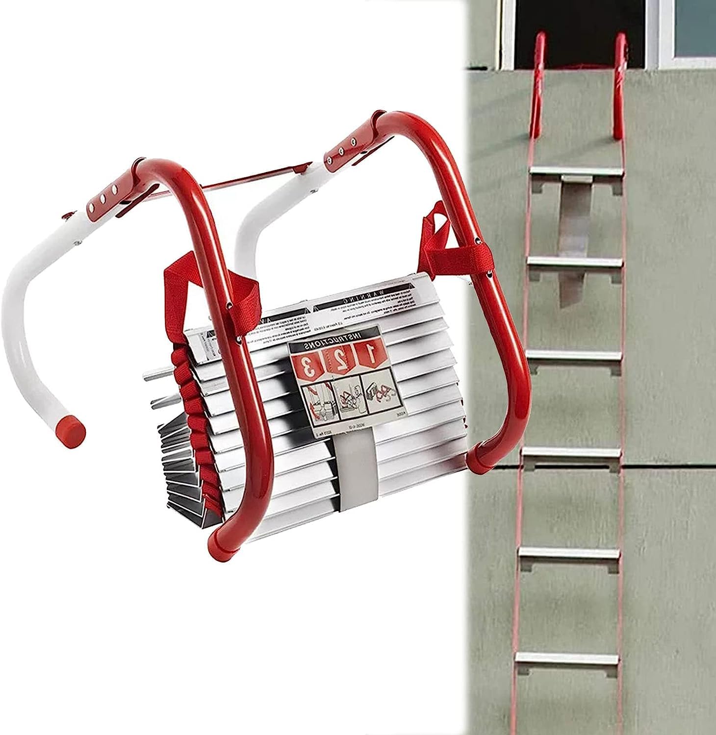 Portable Fire Escape Ladder for 2-6 Story Homes - Anti-Slip Rungs, 4M/13FT Emergency Window Ladder for Treehouse & Indoor Use - Perfect for Home Safety & Fire Rescue Scenarios