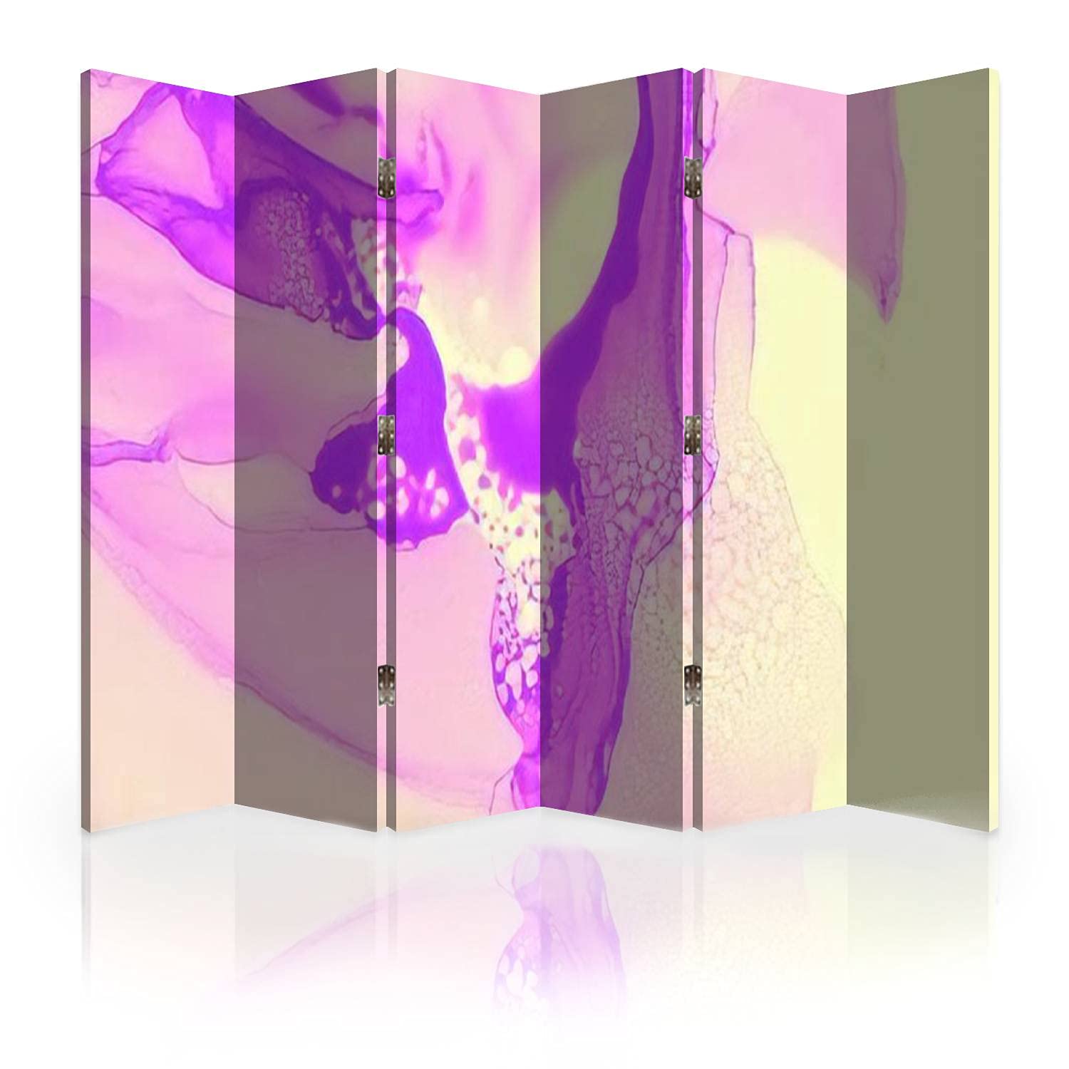 6-Panel Canvas Room Divider Screen - Kawaii Ink Fluid Design with Ivory Lady & Violet Effect | Folding Privacy Partition Wall for Bedroom, Office & Studio Backdrop | Portable Room Separator for Home Decor & Event Spaces