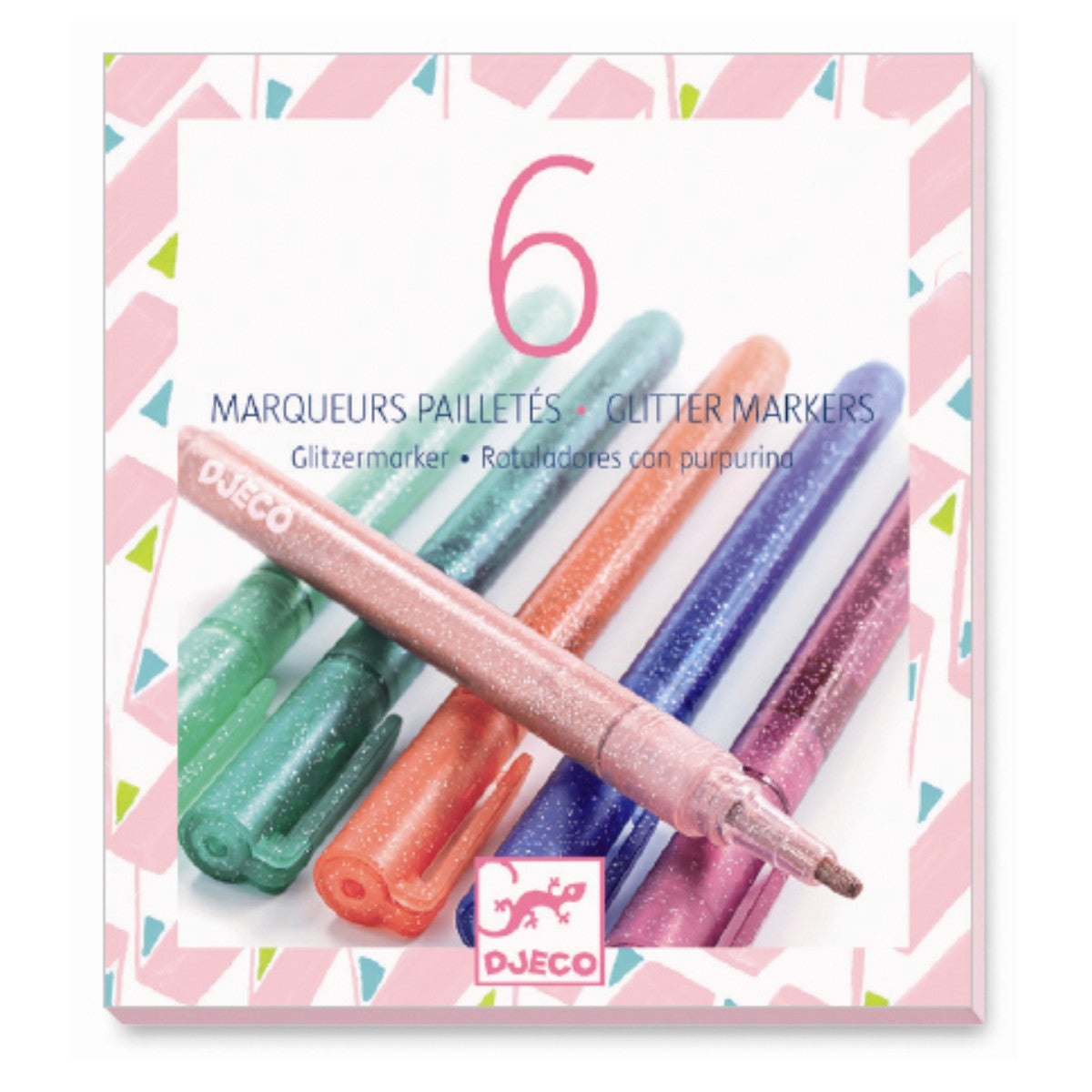 Djeco Glitter Markers Sweet - 12 Vibrant Glitter Gel Pens for Kids Arts & Crafts, DIY Scrapbooking, Card Making & School Projects