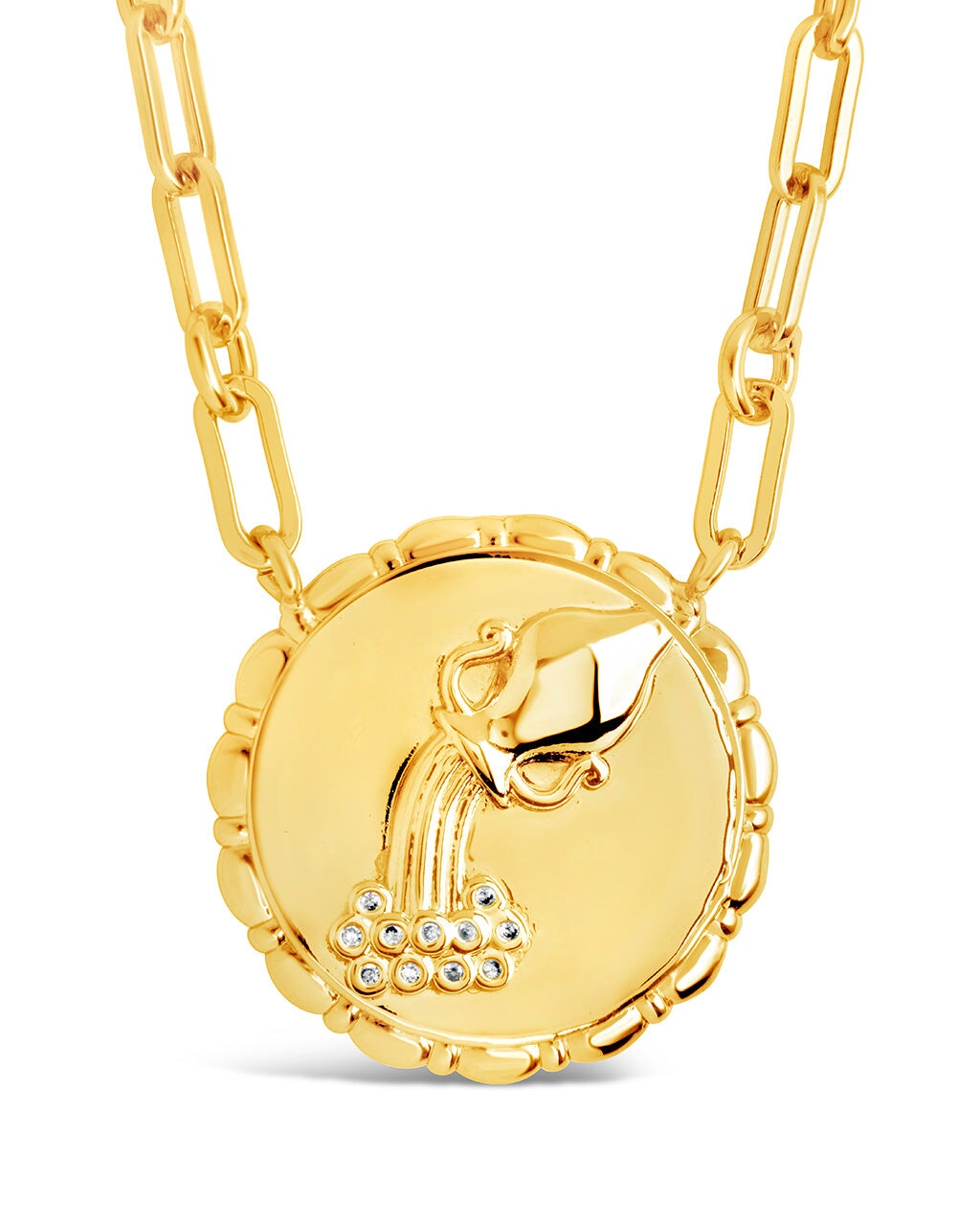 Bold CZ Zodiac Link Pendant Necklace - 925 Sterling Silver Zodiac Sign Jewelry for Women - Perfect for Birthdays, Gifts & Everyday Wear
