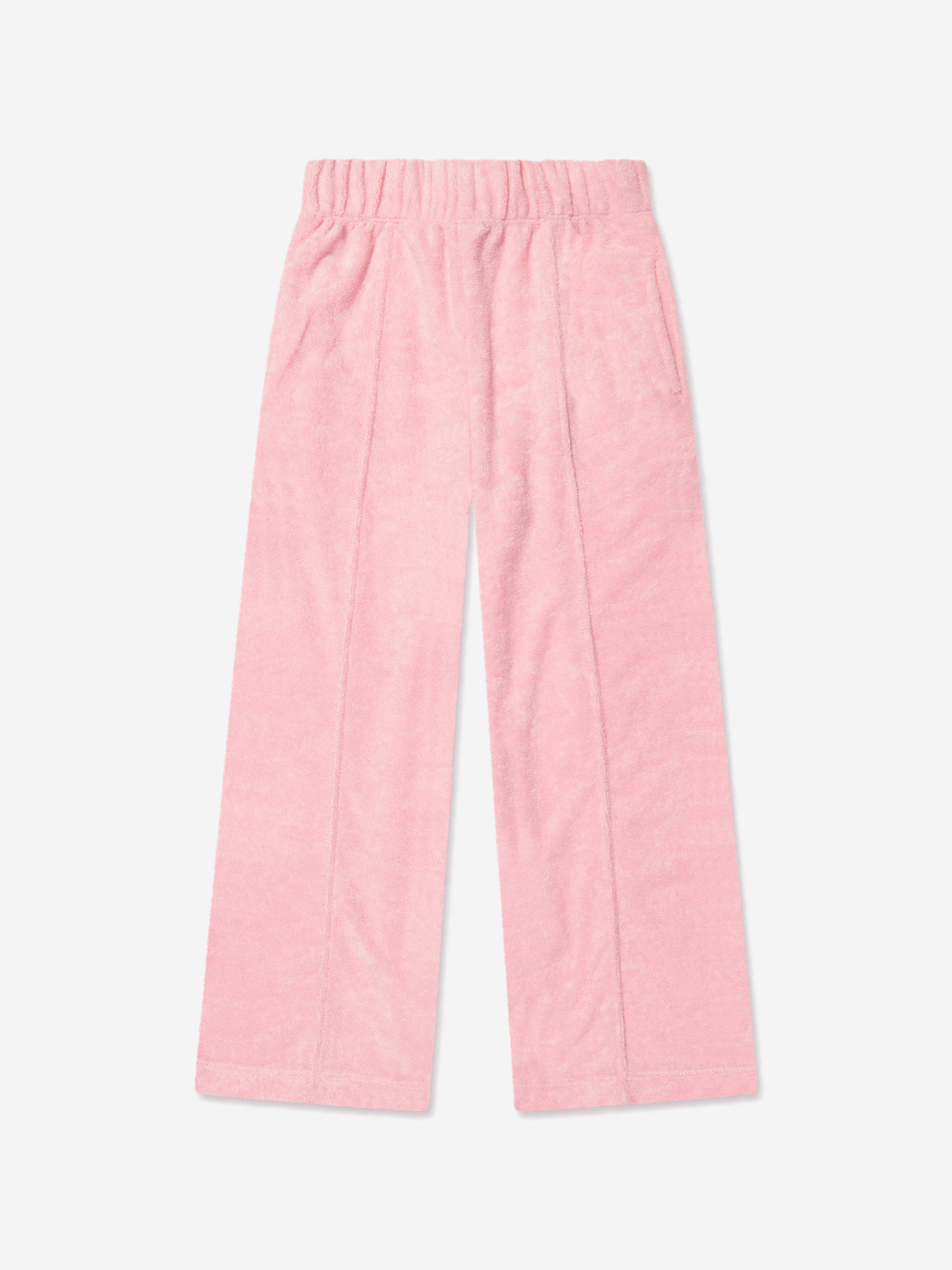 AY by AYLA Girls' Pink Towelling Flared Pants - Soft & Comfortable Casual Wear for Playdates, School & Summer Outfits