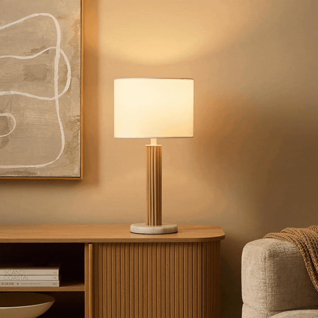 Elegant White Marble Base Table Lamp - Modern Home Office Bedroom Lighting Decor for Living Room, Study & Nightstand