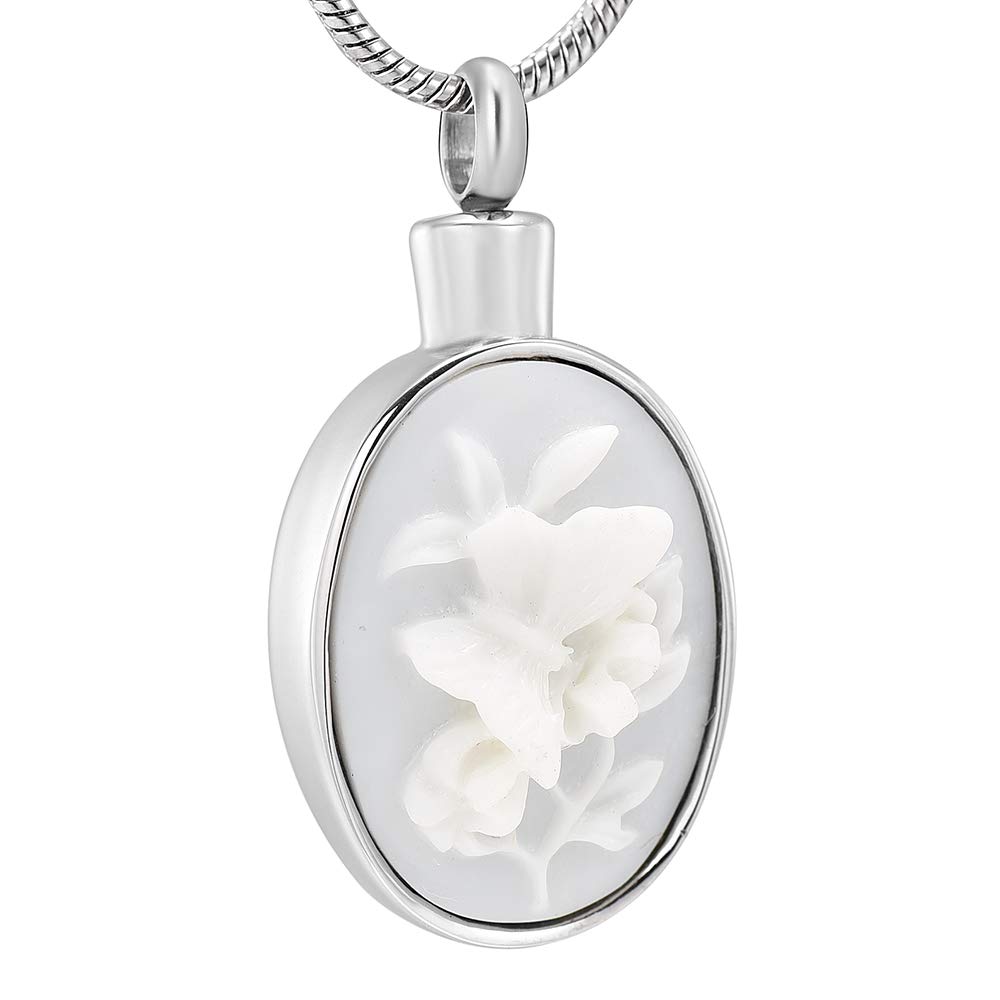 Butterfly Flower Cremation Jewelry - Memorial Necklace Pendant for Ashes with Funnel | Keepsake Urn Jewelry for Loved Ones | Perfect for Remembrance, Funeral & Memorial Gifts