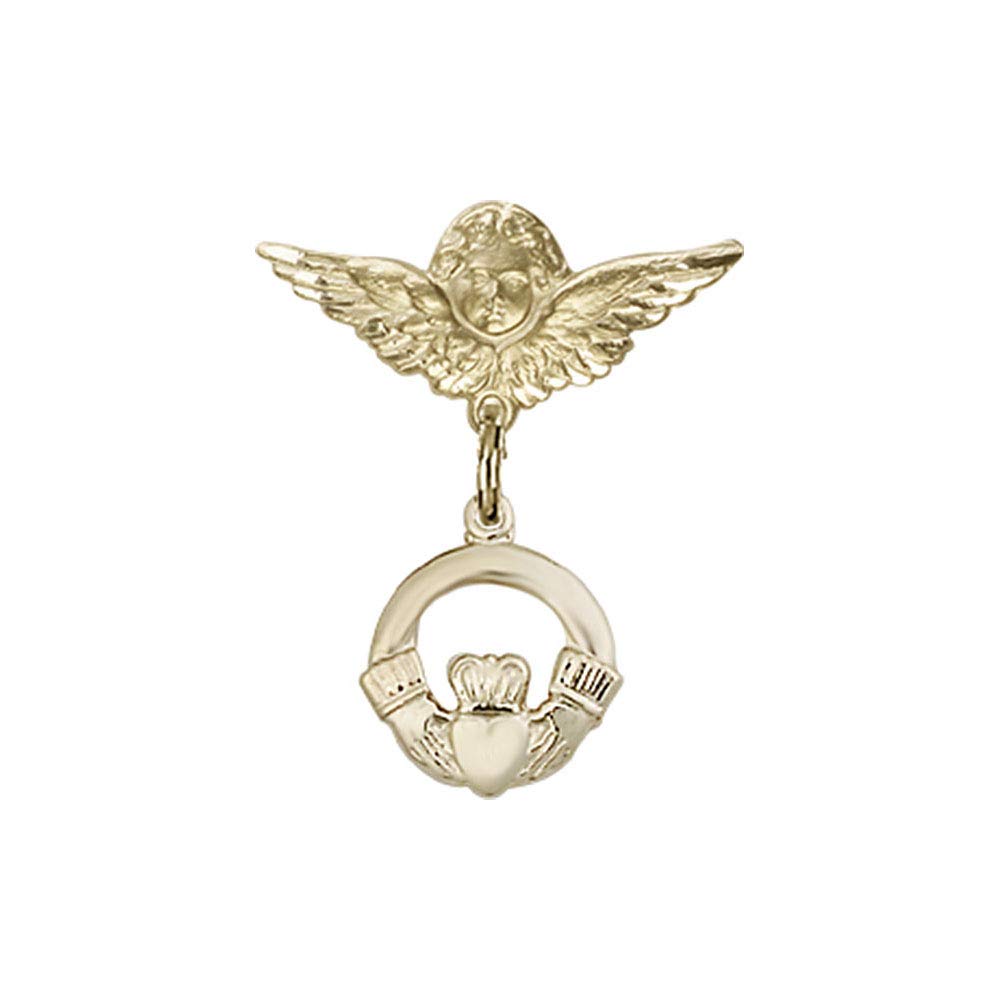 Diamond Jewelry NY Baby Badge with Claddagh Charm & Angel Wings Pin - Perfect for Christenings, Baby Showers & Keepsake Gifts