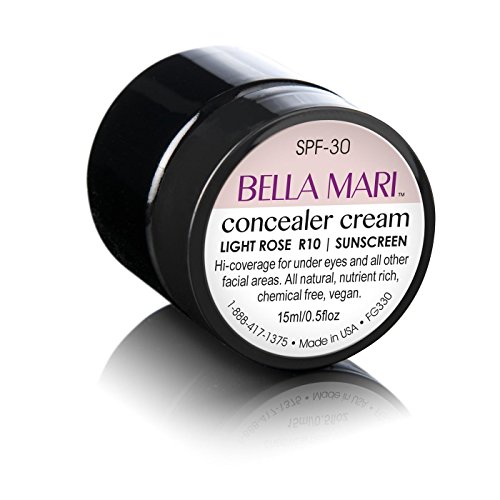 Bella Mari Organic Natural Concealer Cream - Light Rose T10 (0.5 Fl Oz) - Vegan, Non-Toxic, TSA Approved Travel Size - Perfect for Daily Makeup & On-the-Go Touch Ups