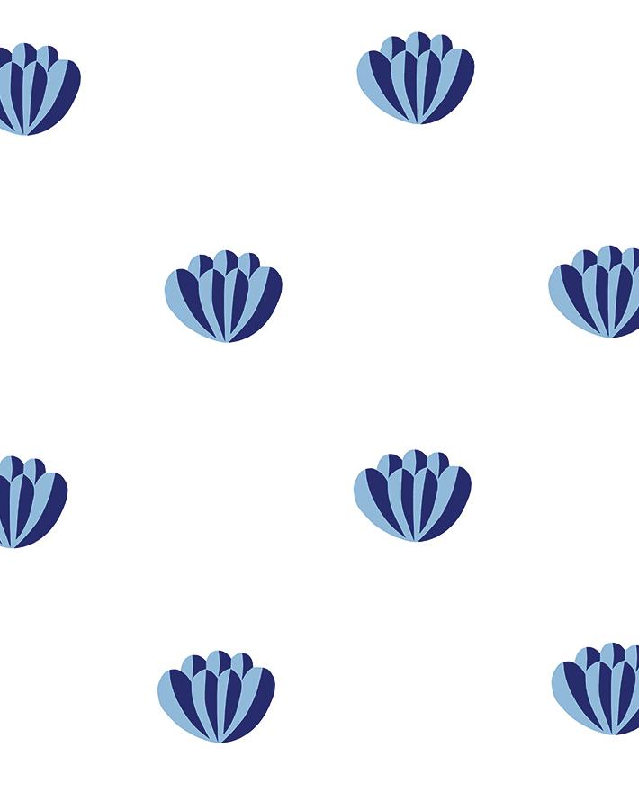 Clare V. 'Lotus' Blue Wallpaper - Premium Peel & Stick Wallpaper for Bedroom, Living Room & Nursery Decor