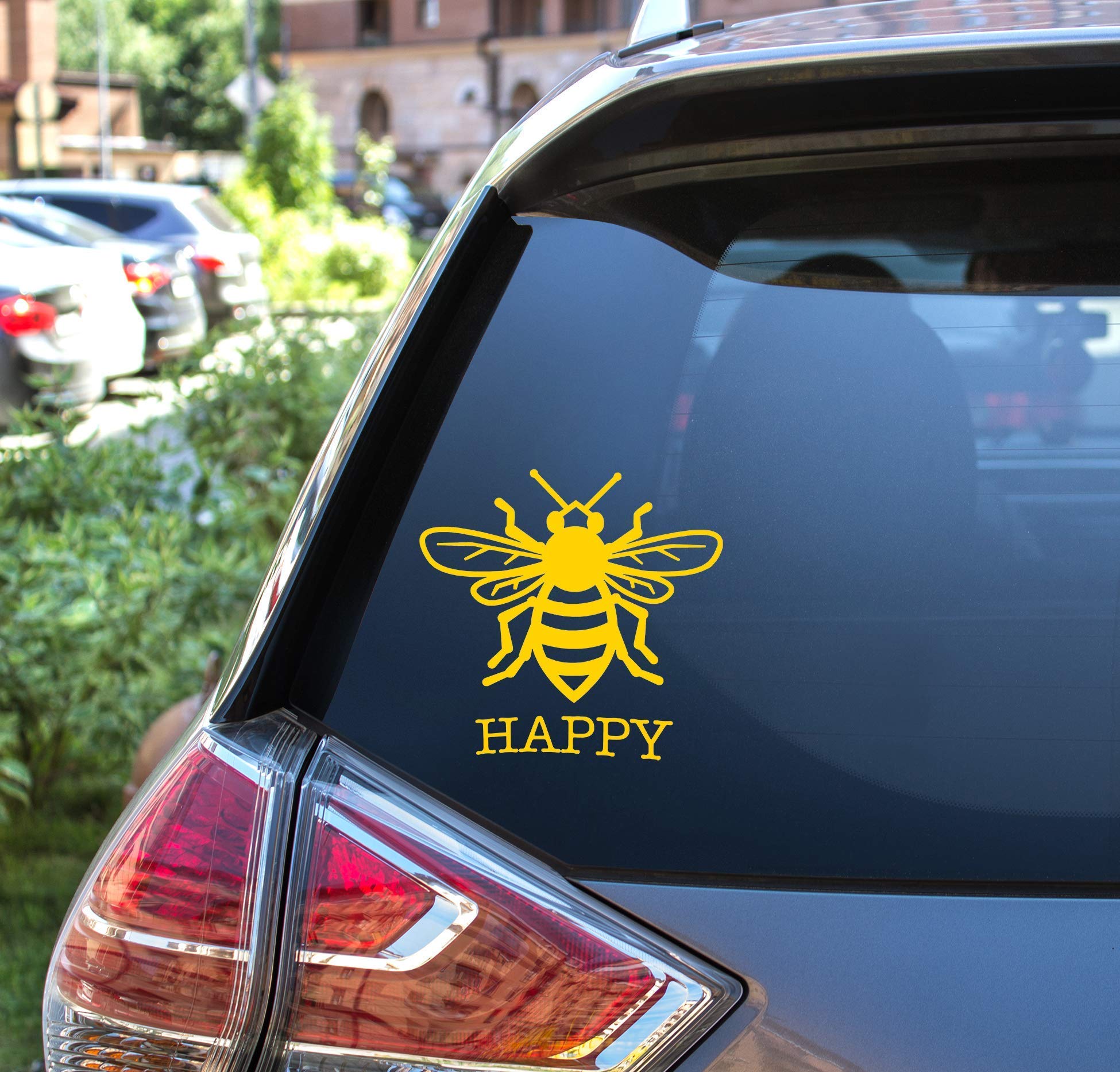 Custom Bee Happy Vinyl Decal - Personalized Honey Bee Bumper Sticker for Tumblers, Laptops, Car Windows, Water Bottles, and Home Decor