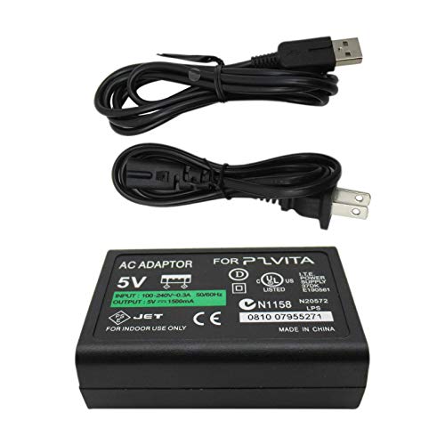 Original AC Power Adapter Charger & USB Data Sync Cable for Sony PS Vita 1000 - Replacement Charging Cord for Gaming on the Go, Home & Travel Use