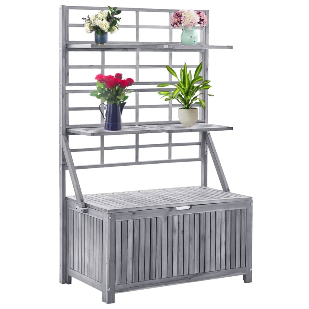 Acacia Wood Deck Storage Box 39x21.7x63 Inches - Outdoor Furniture Organizer with Trellis Design for Pool Toys, Patio Cushions & Garden Accessories | Weatherproof Storage Solution for Backyard, Poolside & Patio Organization