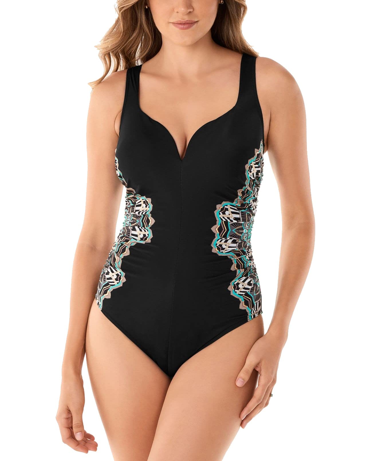 Miraclesuit Women's Tummy Control One Piece Swimsuit - Slimming Swimwear with Soft Cup for Shapewear & Tummy Tuck - Perfect for Pool, Beach & Vacation