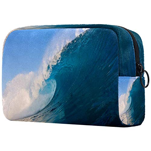 Epic Blue Surfing Wave Tropical Water Cosmetic Bag - Waterproof Makeup Pouch & Travel Toiletry Organizer for Women & Girls - Perfect for Beach Vacations, Pool Parties & Summer Getaways