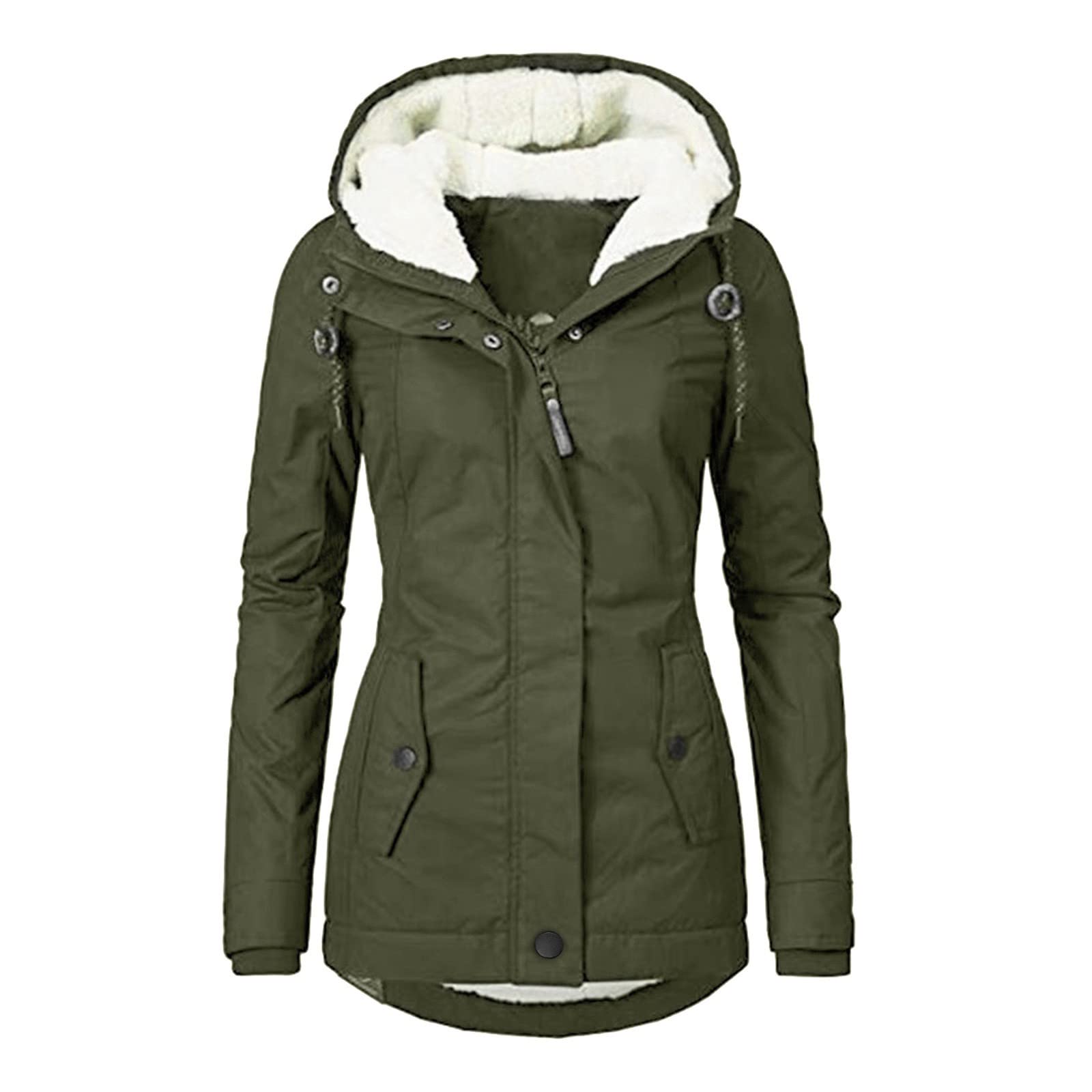 YfiDSJFGJ Women's Long Sleeve Parka Jacket - Winter Cotton Puffer Coat with Extended Length | Warm Outerwear for Cold Weather, Commuting & Outdoor Activities