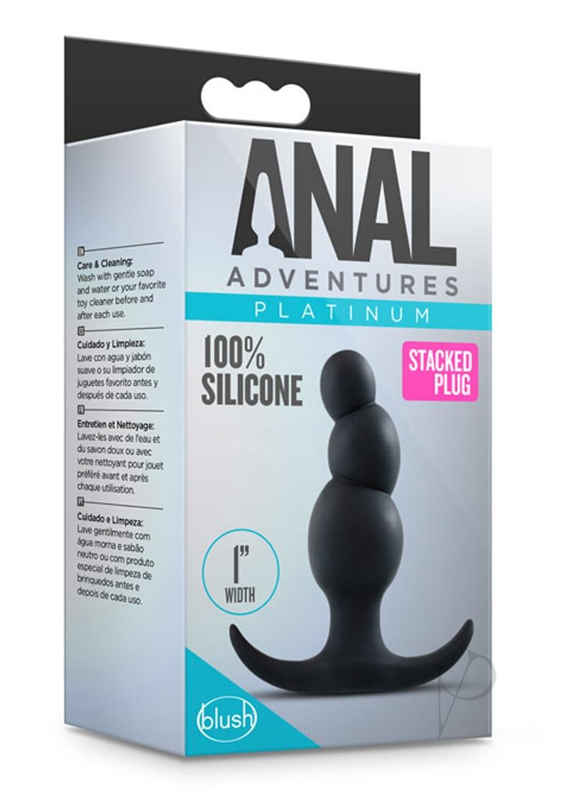 Anal Adventures Platinum Stacked Silicone Butt Plug - Black | Premium Adult Toy for Pleasure & Training | Perfect for Couples Play & Solo Exploration