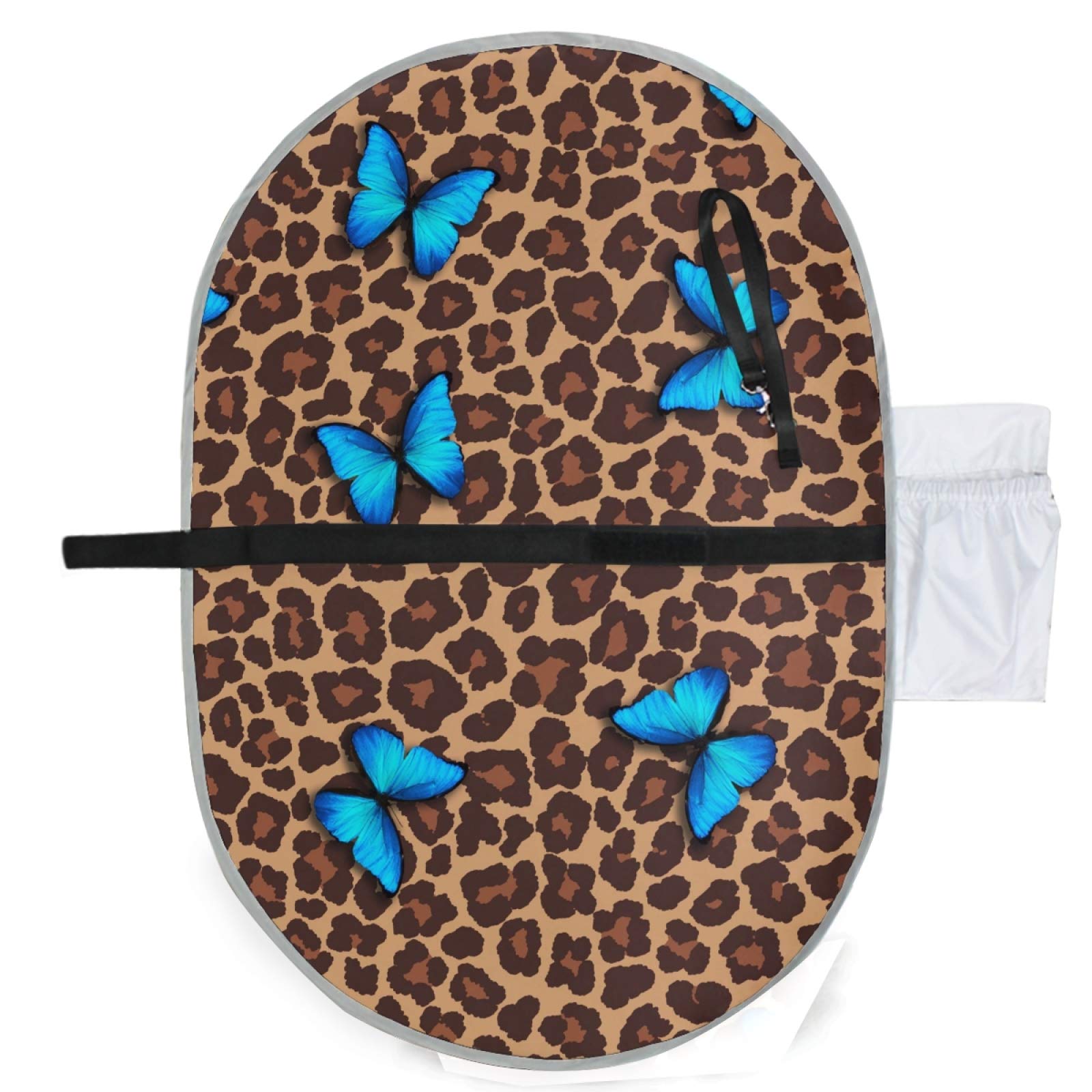 Portable Baby Changing Pad - Waterproof Travel Diaper Changing Mat with Butterfly Leopard Cheetah Print | Ideal for On-the-Go Parents, Nursery, Daycare & Outdoor Use