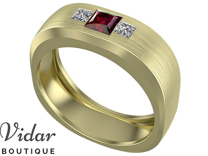 Exquisite Ruby Men's Wedding Band - 14K Gold or Sterling Silver - Perfect for Engagements, Anniversaries & Special Occasions