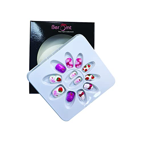 **Beromt Press On Nails Set - 53 Full Cover Fake Nails with Beautiful Printed Designs for Kids | Perfect for Parties, Halloween, and Playtime**
