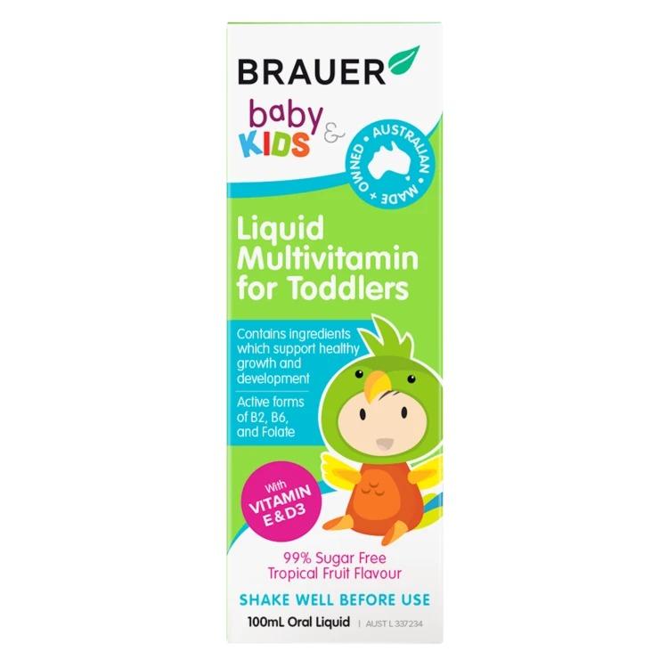 Brauer Baby & Toddler Liquid Multivitamin Supplement - Immune Support & Growth Formula for Infants 1-3 Years | Easy-to-Swallow Drops for Daily Nutrition | Perfect for Daycare, Travel & Picky Eaters