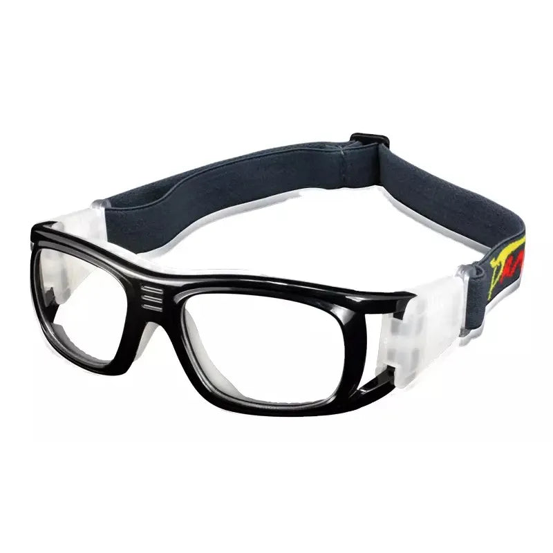 Black Frame Clear Lens Sports Sunglasses with Adjustable Strap - Prescription Ready - Perfect for Running, Cycling & Outdoor Activities